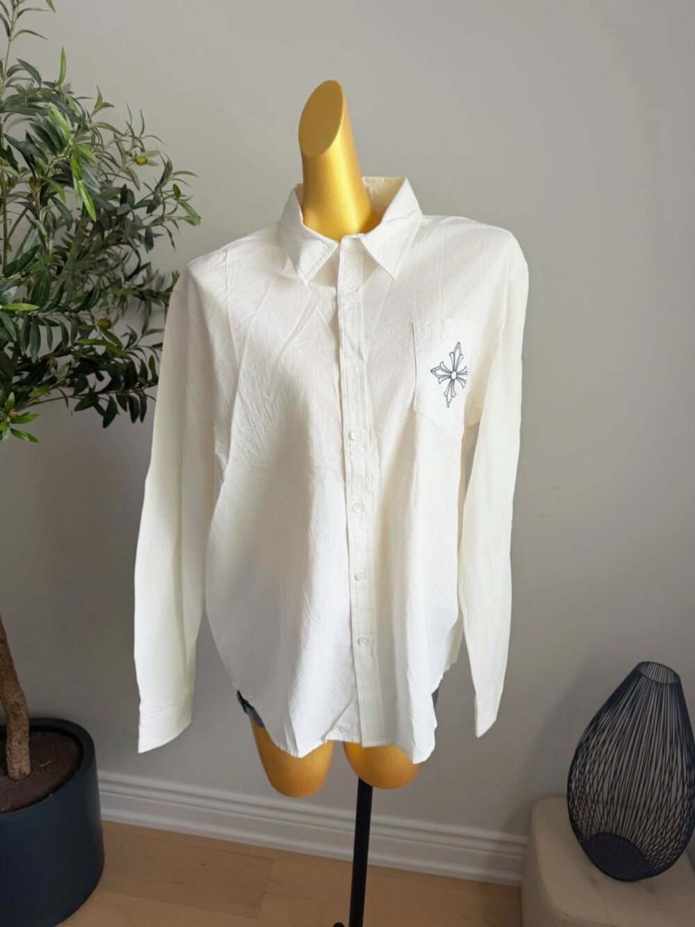 ClimaxVision Off White Oversized Cross Logo Shirt M Unisex